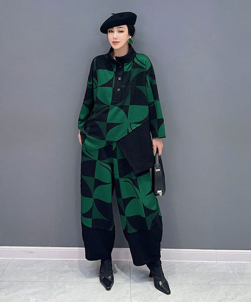 Geometric Pattern Top & Pants Co-ord